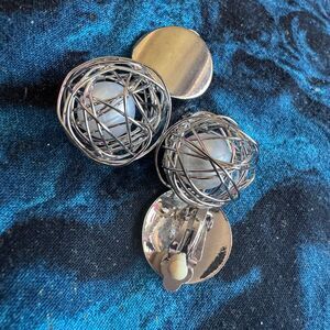Silver Orb Cage Clip-On Earrings